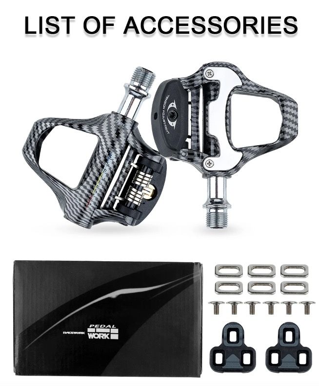 RACEWORK pédale de vélo ultra-légère fibre de carbone compatible SPD Keo passionnés de cyclisme haute performance