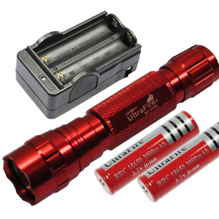 Lampe de poche LED UltraFire 501B multicolore, 1300 lumens, 5 modes, rechargeable, lumière tactique extérieure, équipement de camping.