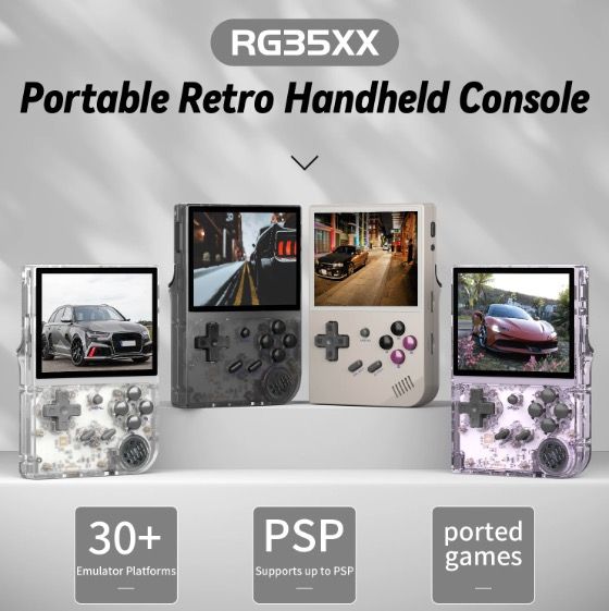 Console de jeu portable rétro ANBERNIC RG35XX écran IPS 3.5 po gris support PSP expérience nostalgique élevé