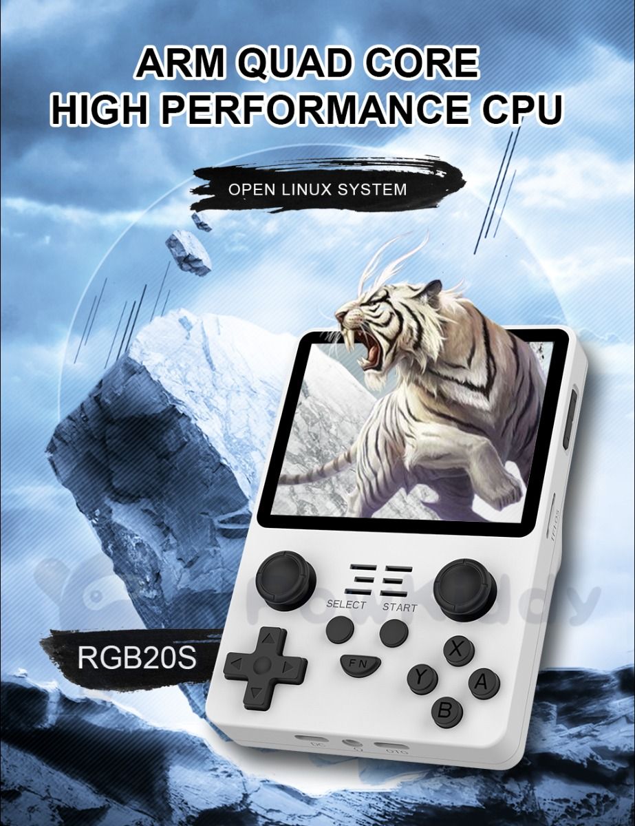 Console portable POWKIDDY RGB20S, écran HD 3,5 pouces, appareil de jeu rétro pour enfants, passionnés de rétro, cadeaux.