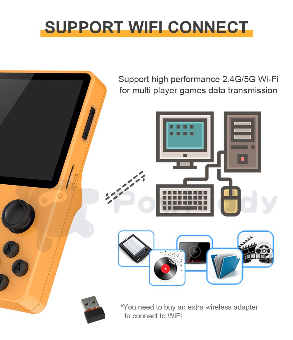Console portable POWKIDDY RGB20S, écran HD 3,5 pouces, appareil de jeu rétro pour enfants, passionnés de rétro, cadeaux.