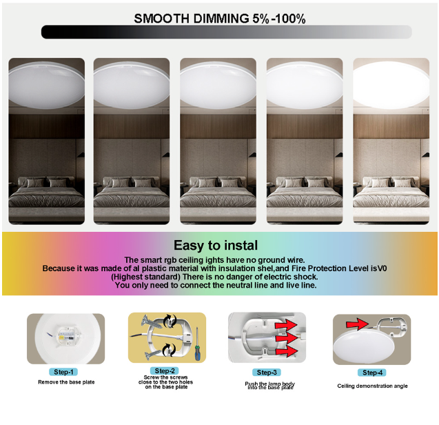 Plafonnier intelligent 24W Tuya Zigbee lampe de plafond LED salon contrôle vocal Alexa maison intelligente