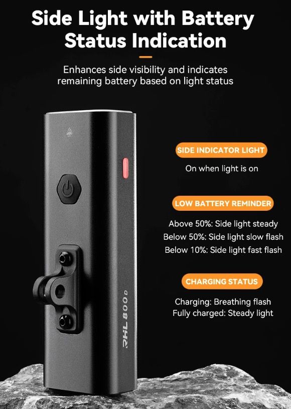 ROCKBROS RHL-1000LUMEN Phare avant de vélo étanche à LED pour cyclisme, rechargeable avec port Type-C, pour les sorties nocturnes