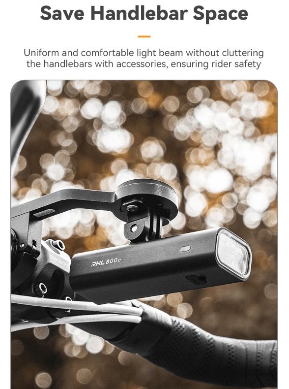 ROCKBROS RHL-1000LUMEN Phare avant de vélo étanche à LED pour cyclisme, rechargeable avec port Type-C, pour les sorties nocturnes