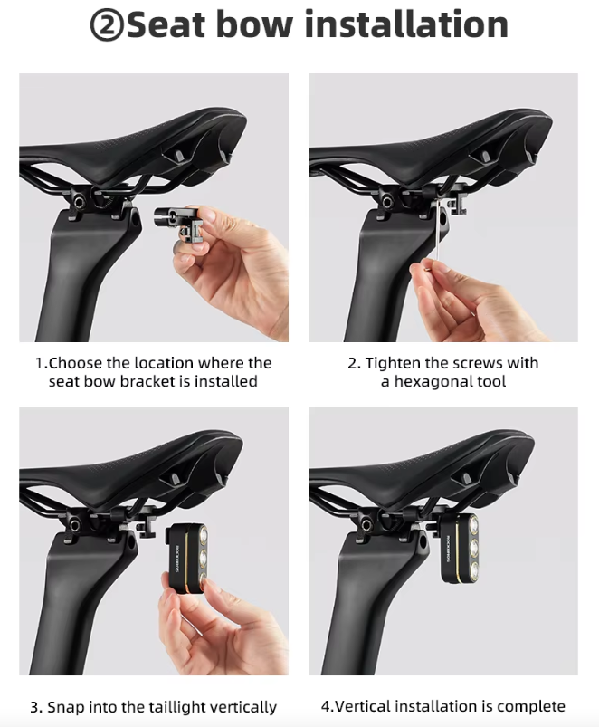 ROCKBROS Feu arrière intelligent pour vélo IP64 Étanche Feux de signalisation Recharge Type-C Capteur de freinage Feu arrière Éclairage de nuit pour cyclisme Accessoires vélo