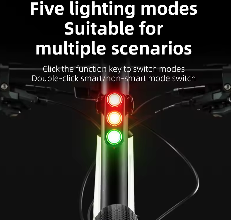ROCKBROS Feu arrière intelligent pour vélo IP64 Étanche Feux de signalisation Recharge Type-C Capteur de freinage Feu arrière Éclairage de nuit pour cyclisme Accessoires vélo