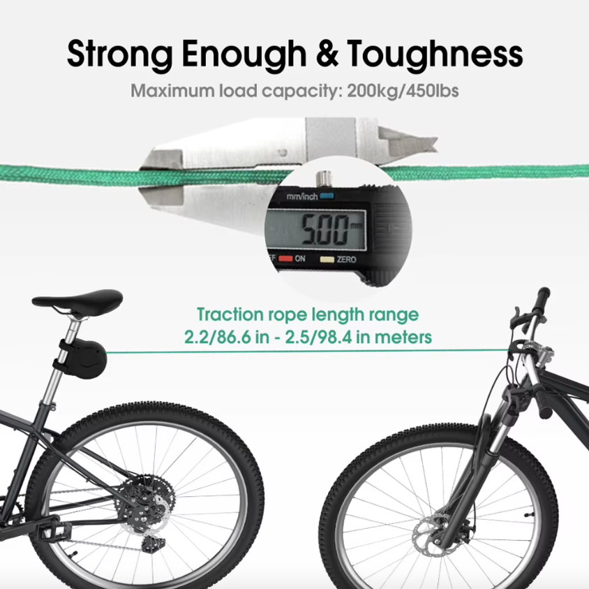 Corde de remorquage pour vélo flexible rétractable, tracteur de vélo pour enfants, VTT, aventures en famille, installation facile