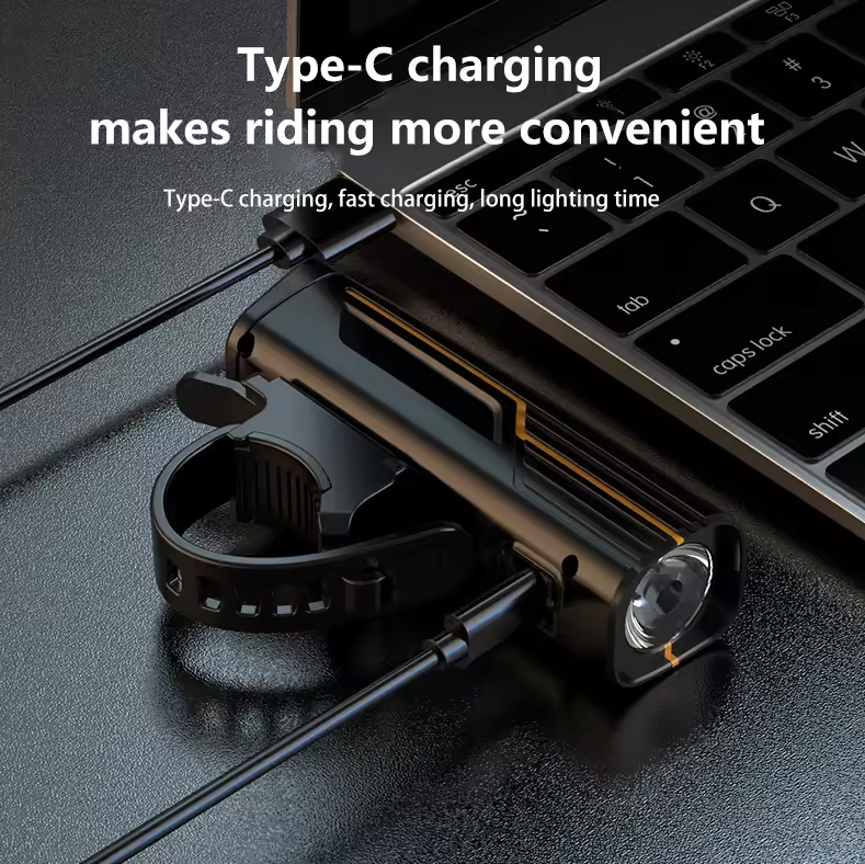 Feu avant de vélo B9 rechargeable Type-C, lampe avant pour VTT et vélo de route, accessoire pour cyclisme en plein air.