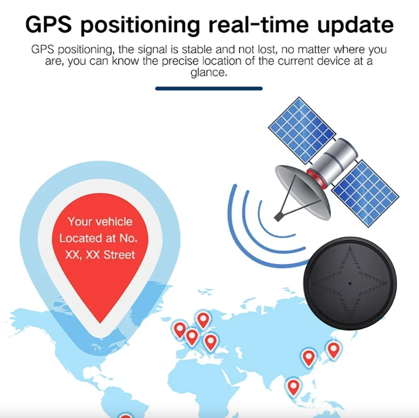 Mini traceur GPS à fixation magnétique puissante pour voiture, moto, camion - Localisateurs de véhicule avec suivi en temps réel - Traceur GPS anti-perte
