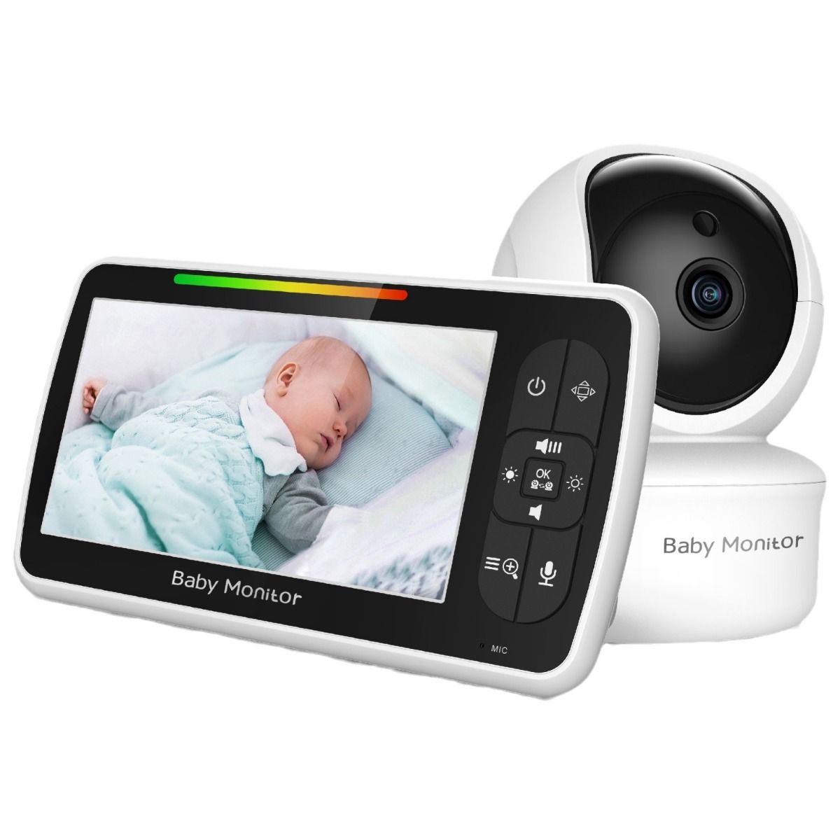 Moniteur bébé 5 pouces caméra SM650 vidéo HD 720P audio bidirectionnel surveillance infantile batterie longue durée