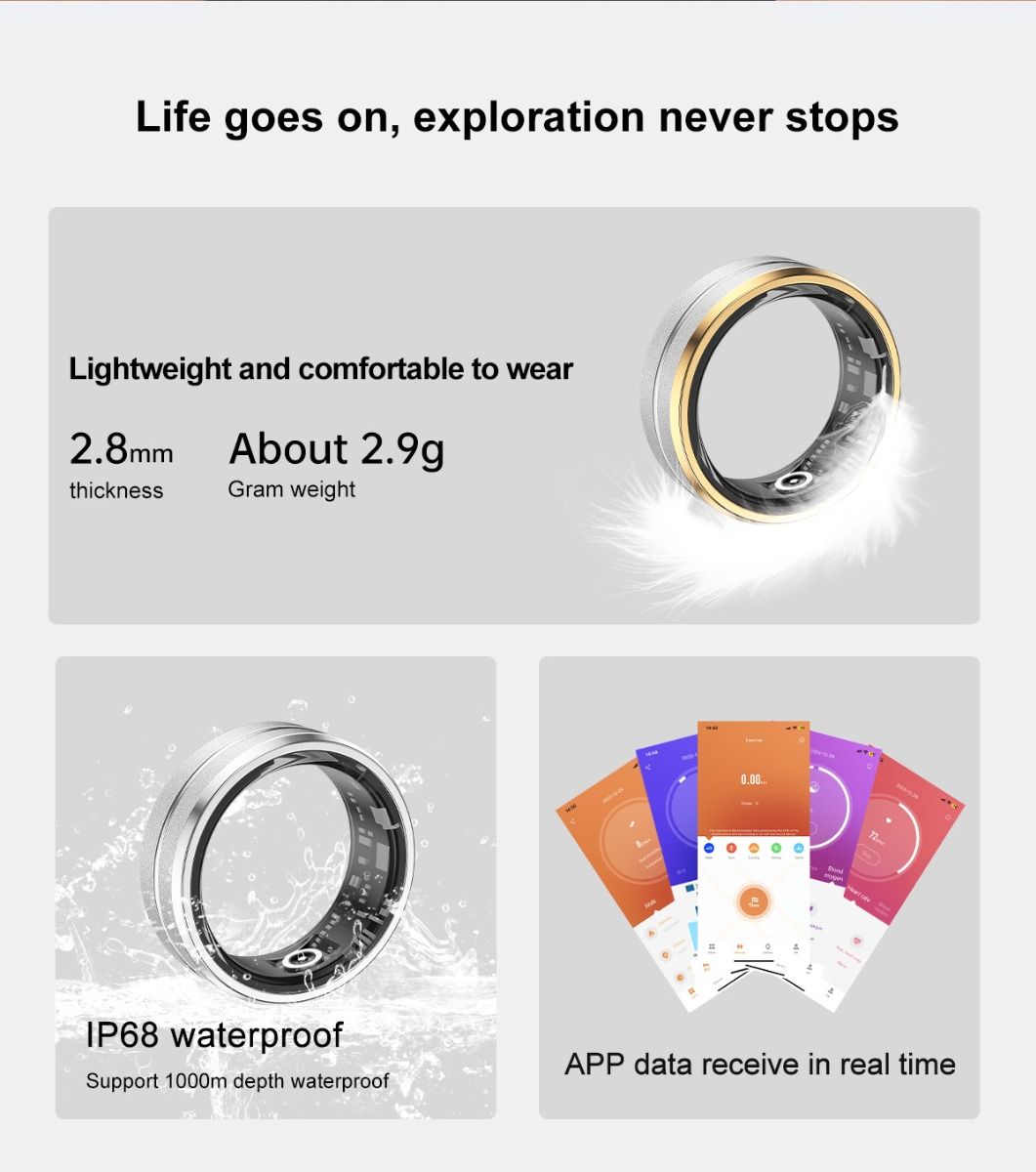 Bague intelligente multifonctionnelle suivi de santé analyse du sommeil compagnon élégant pour passionnés de fitness