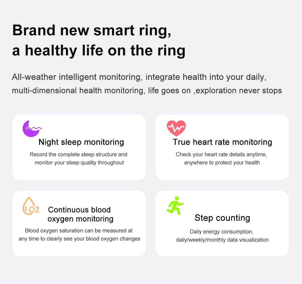 Bague intelligente multifonctionnelle suivi de santé analyse du sommeil compagnon élégant pour passionnés de fitness