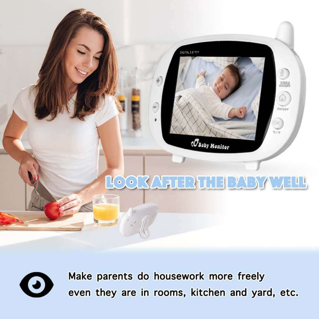 SP850 Moniteur bébé vidéo sans fil 3,5 pouces LCD Vision nocturne Audio bidirectionnel Connexion sécurisée pour la sécurité des enfants