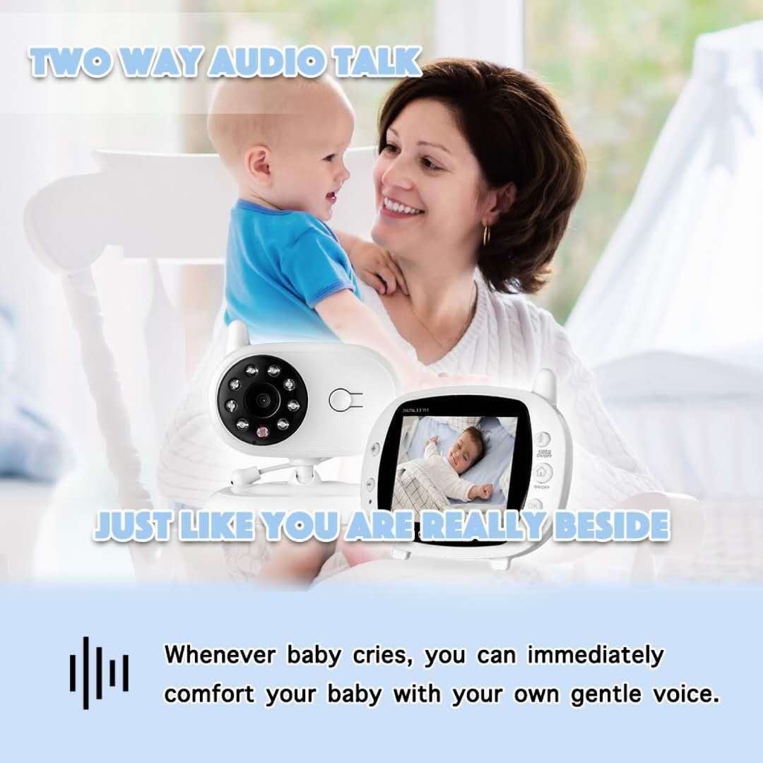 SP850 Moniteur bébé vidéo sans fil 3,5 pouces LCD Vision nocturne Audio bidirectionnel Connexion sécurisée pour la sécurité des enfants