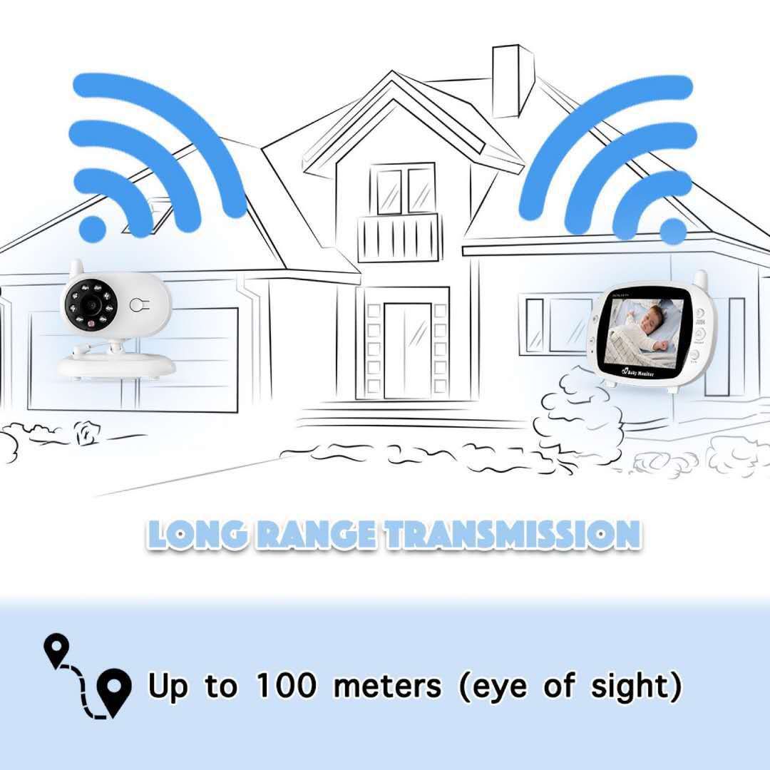 SP850 Moniteur bébé vidéo sans fil 3,5 pouces LCD Vision nocturne Audio bidirectionnel Connexion sécurisée pour la sécurité des enfants