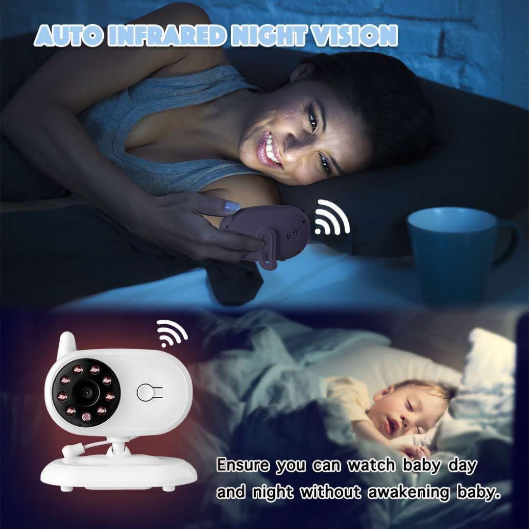 SP850 Moniteur bébé vidéo sans fil 3,5 pouces LCD Vision nocturne Audio bidirectionnel Connexion sécurisée pour la sécurité des enfants