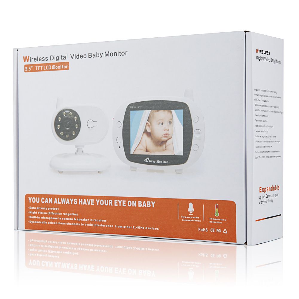SP850 Moniteur bébé vidéo sans fil 3,5 pouces LCD Vision nocturne Audio bidirectionnel Connexion sécurisée pour la sécurité des enfants