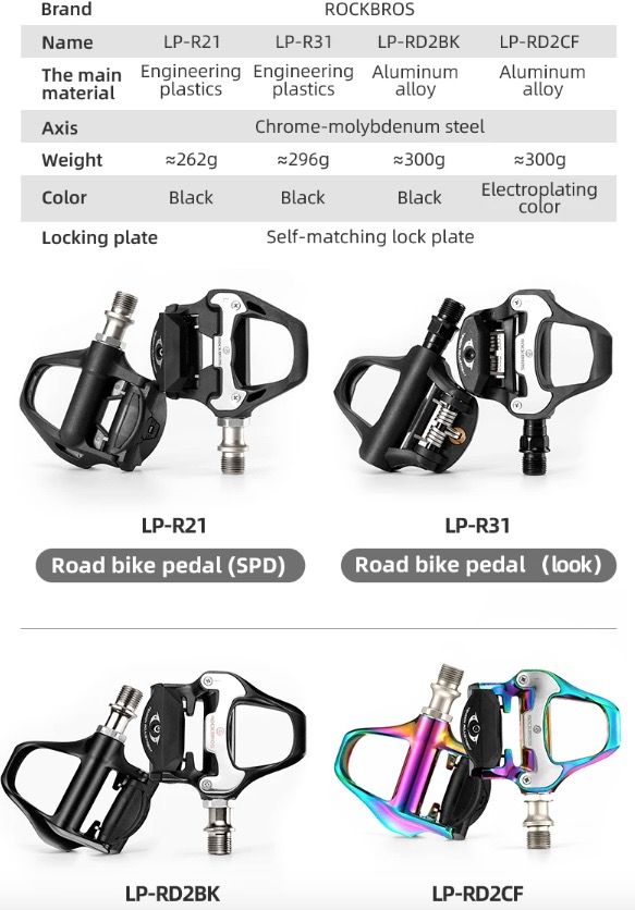 ROCKBROS Pédales de vélo de route SPD-SL Ultra-légères en aluminium Autobloquantes pour une stabilité améliorée