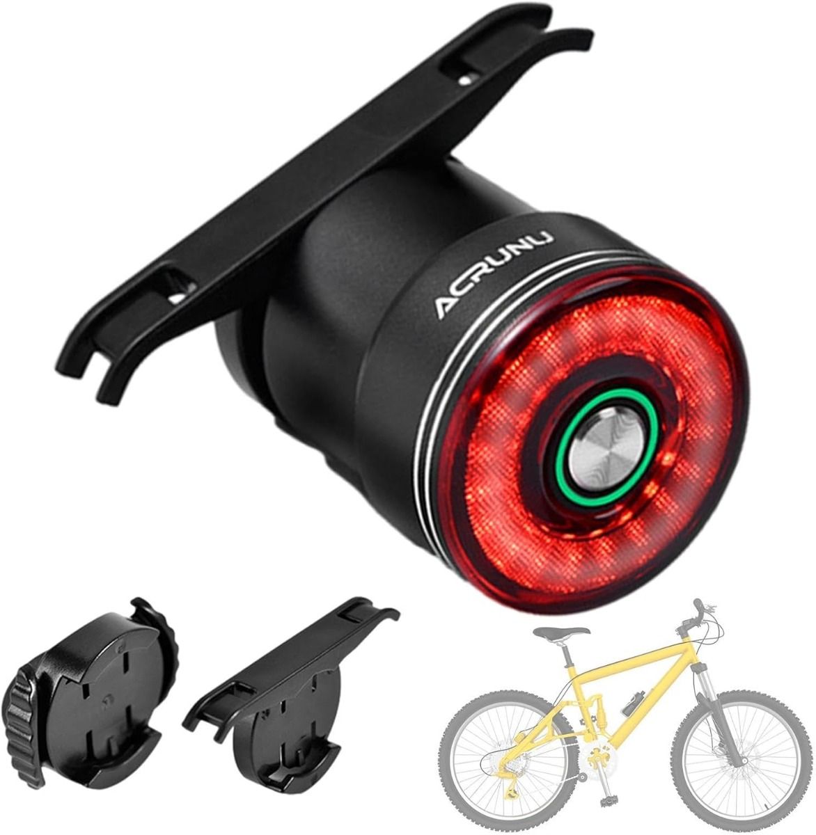 Feu arrière de vélo intelligent à induction de frein, feu arrière de bicyclette, montage sur tige de selle, feu arrière de selle, étanche, rechargeable par USB, feu arrière pour cyclisme