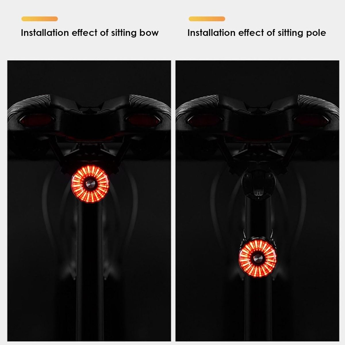 Feu arrière de vélo intelligent à induction de frein, feu arrière de bicyclette, montage sur tige de selle, feu arrière de selle, étanche, rechargeable par USB, feu arrière pour cyclisme
