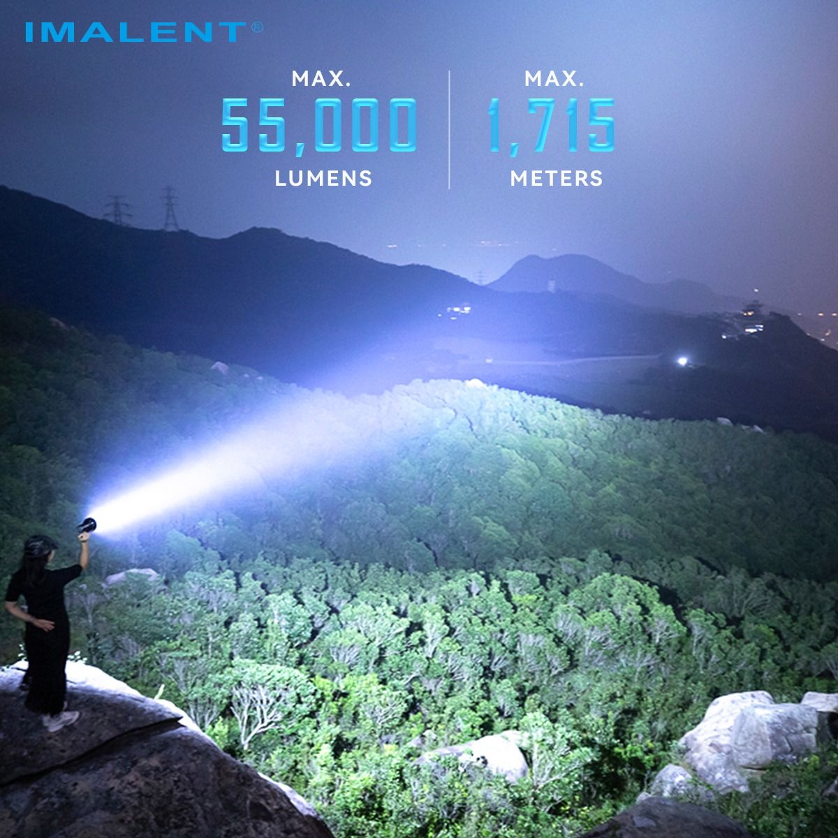IMALENT SR16: 55000 lumens, 1715 mètres de lumière intense. Idéal pour l'exploration nocturne.