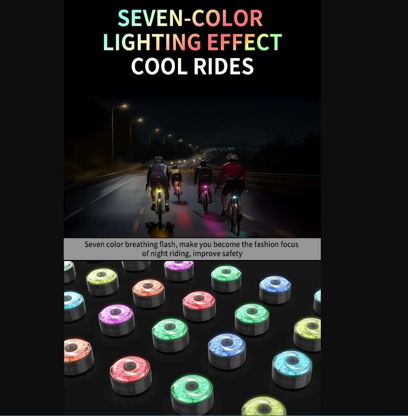TOWILD TL03Pro Feu Arrière de Vélo LED avec Capteur de Frein Intelligent, Flash Sept Couleurs, Accessoire de Vélo Durable