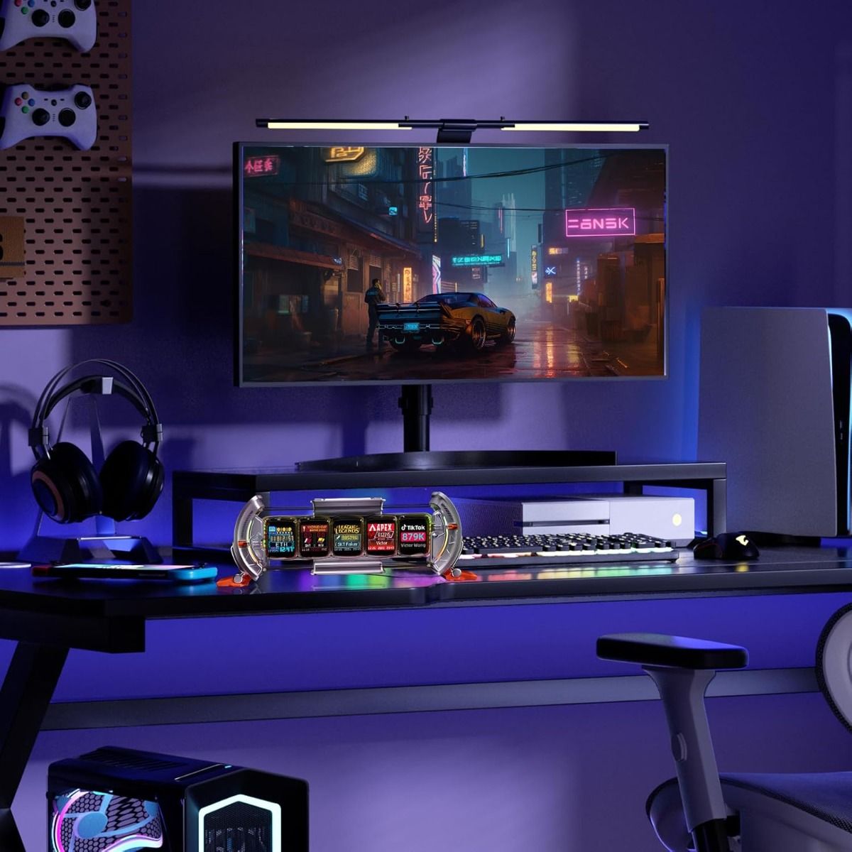 Divoom Times Gate Horloge Cyberpunk pour Setup Gamer | Réveil Numérique LED RGB Pixel Art & Tableau Bitcoin WiFi