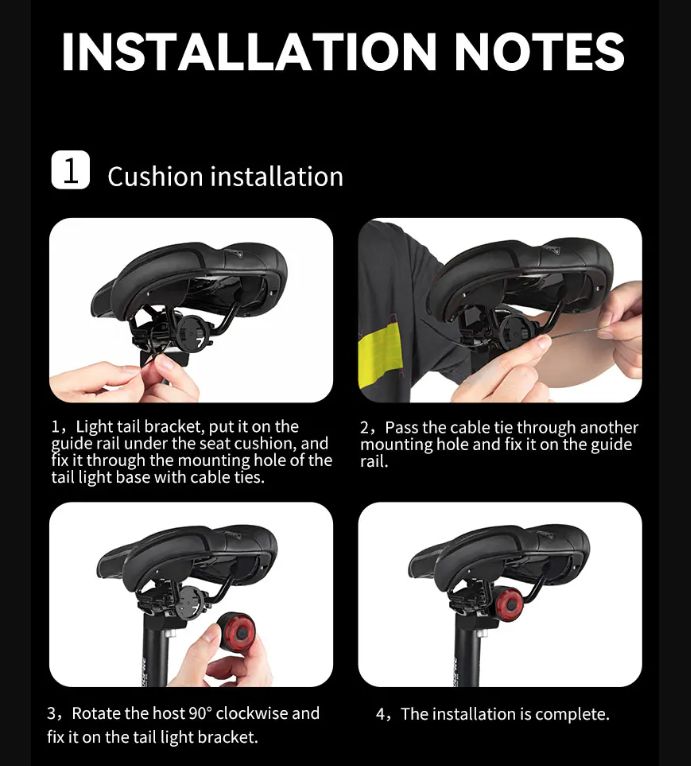 TOWILD TL03 Feu arrière vélo intelligent à détection automatique de freinage LED avec cinq modes de clignotement