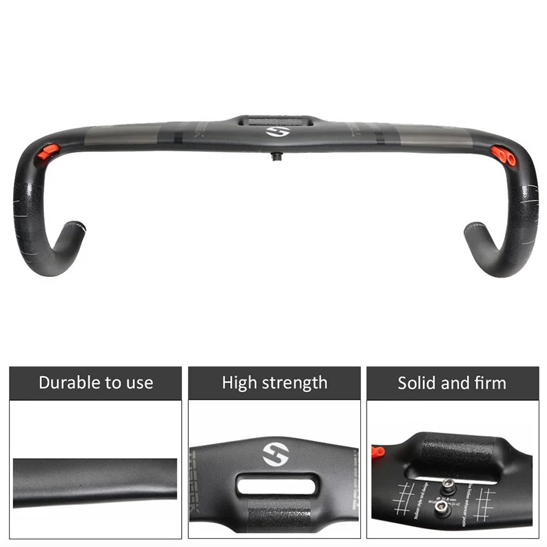 TOSEEK Guidon entièrement en carbone 31,8 mm Guidon routier aérodynamique léger avec longueurs personnalisables