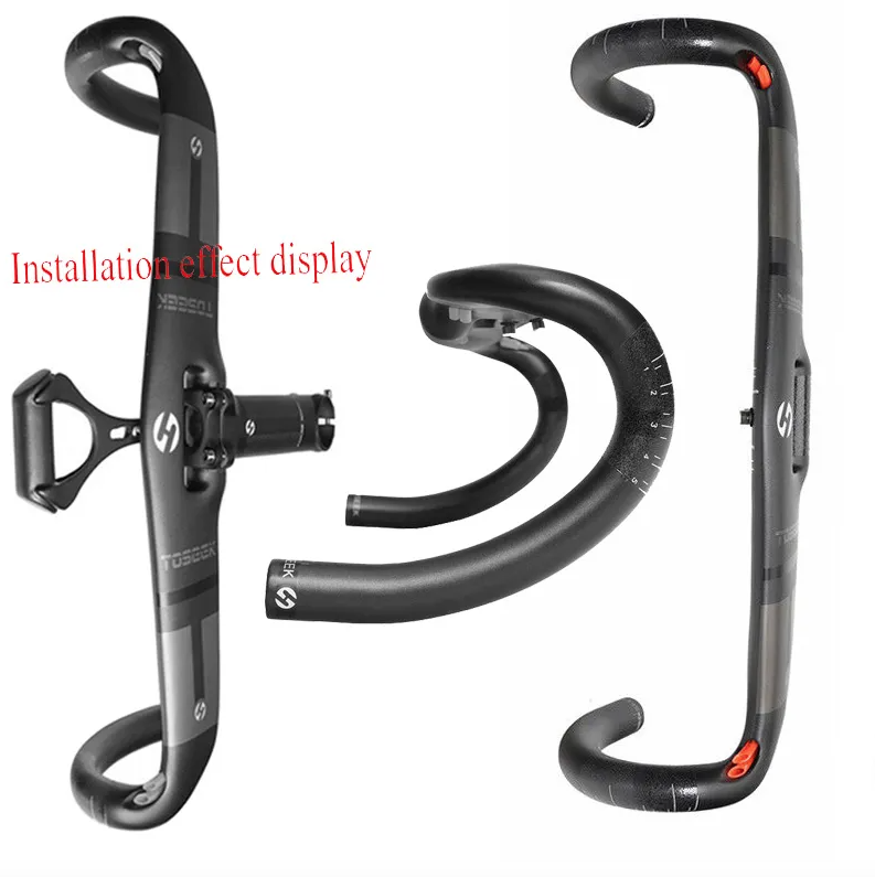 TOSEEK Guidon entièrement en carbone 31,8 mm Guidon routier aérodynamique léger avec longueurs personnalisables