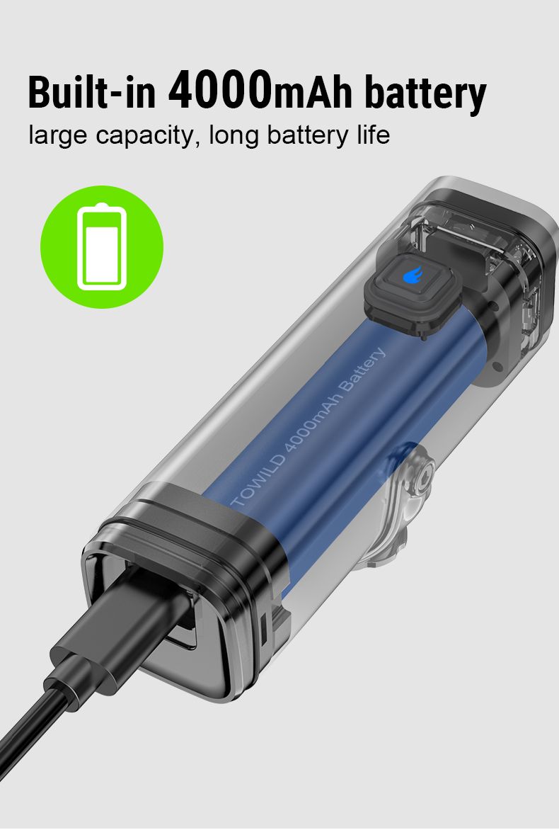 TOWILD CL1200 1200LM Feu avant de vélo rechargeable par USB avec télécommande sans fil pour la sécurité à vélo de nuit