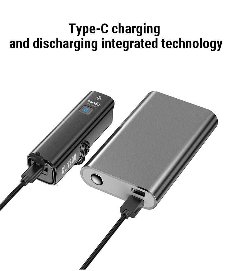 TOWILD CL1200 1200LM Feu avant de vélo rechargeable par USB avec télécommande sans fil pour la sécurité à vélo de nuit
