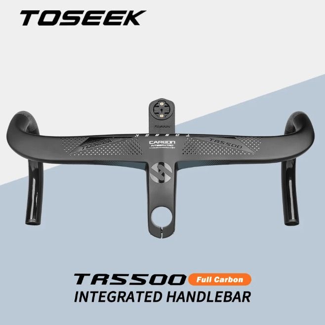 TOSEEK TR5500 Guidon de vélo de route Léger Tige en fibre de carbone intégrale Design aérodynamique Finition noir mat
