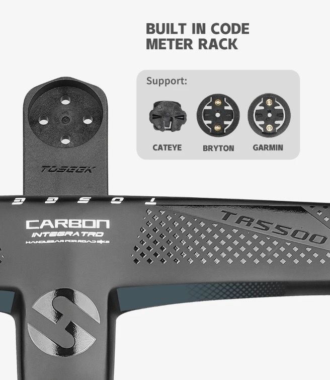 TOSEEK TR5500 Guidon de vélo de route Léger Tige en fibre de carbone intégrale Design aérodynamique Finition noir mat