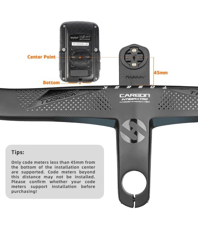 TOSEEK TR5500 Guidon de vélo de route Léger Tige en fibre de carbone intégrale Design aérodynamique Finition noir mat
