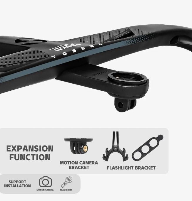 TOSEEK TR5500 Guidon de vélo de route Léger Tige en fibre de carbone intégrale Design aérodynamique Finition noir mat