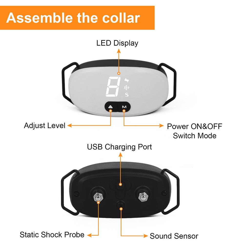 Collier anti-aboiement automatique rechargeable pour chien, efficace, étanche, à double mode d’entraînement