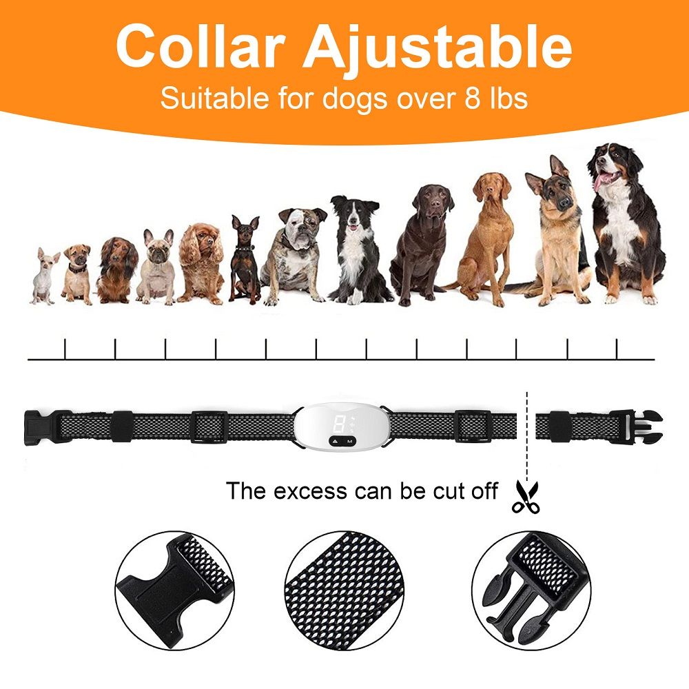 Collier anti-aboiement automatique rechargeable pour chien, efficace, étanche, à double mode d’entraînement