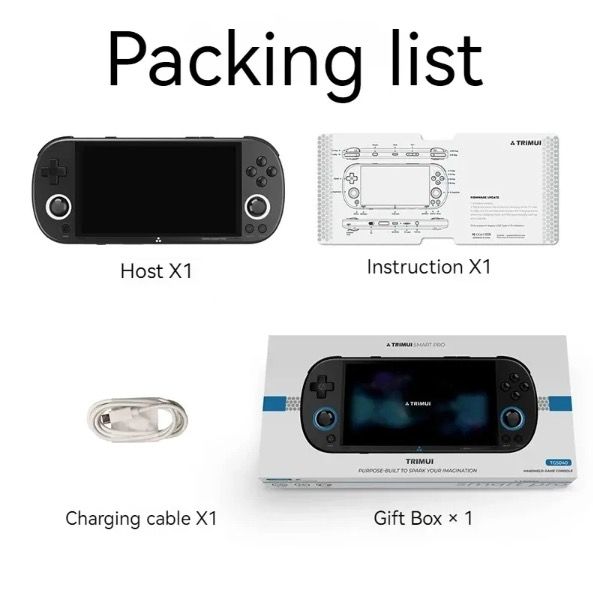 Trimui Smart Pro Console de Jeu Portable Vintage avec Écran HD IPS 4,96 Pouces et Longue Durée de Vie de Batterie