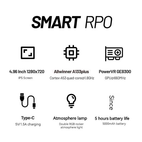 Trimui Smart Pro Console de Jeu Portable Vintage avec Écran HD IPS 4,96 Pouces et Longue Durée de Vie de Batterie