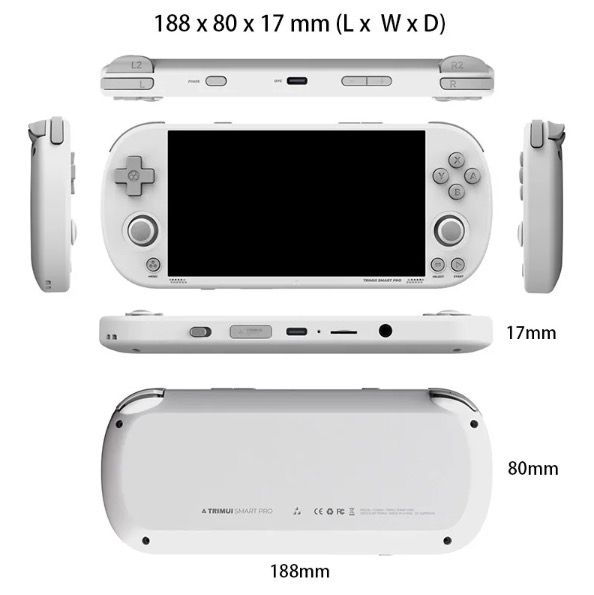 Trimui Smart Pro Console de Jeu Portable Vintage avec Écran HD IPS 4,96 Pouces et Longue Durée de Vie de Batterie
