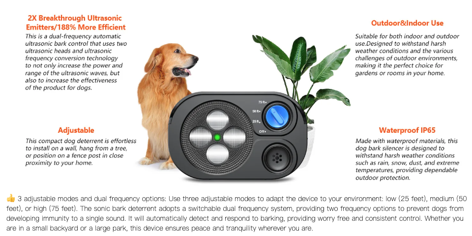Appareil d'arrêt des aboiements à ultrasons, Dispositif de répulsion pour chien, Dispositif d'entraînement à la prévention du bruit, Dispositif d'arrêt automatique des aboiements de chien, Appareil anti-aboiement à ultrasons