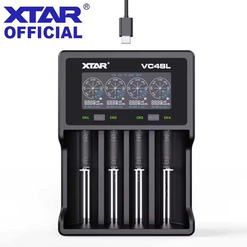XTAR VC4SL 18650 21700 Chargeur de batterie USB C Charge rapide Écologique Chargeur polyvalent pour accessoires tech