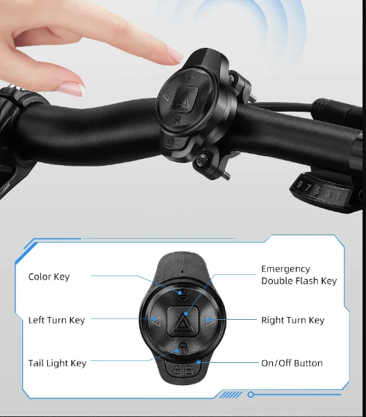 Feu arrière de vélo polyvalent, capteur de frein intelligent, télécommande sans fil, flash coloré, rechargeable