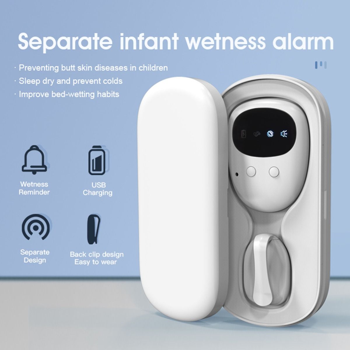 Alerte d'énurésie sans fil pour bébé et adulte, alarme d'énurésie nocturne, alarme de pipi au lit, apprentissage de la propreté pour bébé et enfant