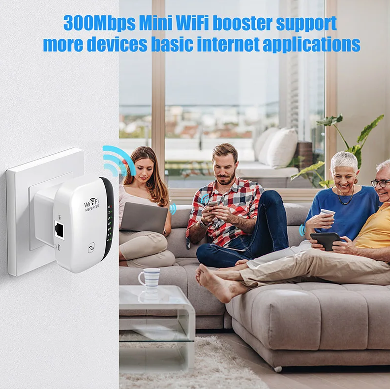 Répéteur WiFi Amplificateur de signal sans fil Prolongateur de réseau étendu Améliorateur de réseau Routeur domestique Traversant le mur Chambre Réception mobile