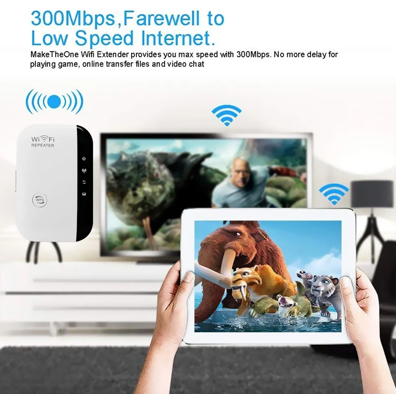 Répéteur WiFi Amplificateur de signal sans fil Prolongateur de réseau étendu Améliorateur de réseau Routeur domestique Traversant le mur Chambre Réception mobile