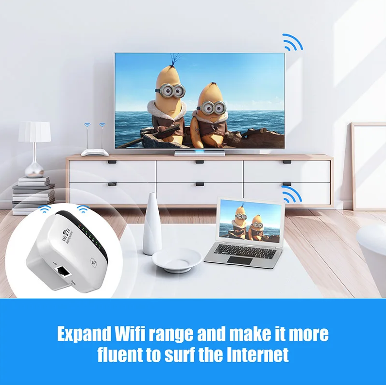 Répéteur WiFi Amplificateur de signal sans fil Prolongateur de réseau étendu Améliorateur de réseau Routeur domestique Traversant le mur Chambre Réception mobile