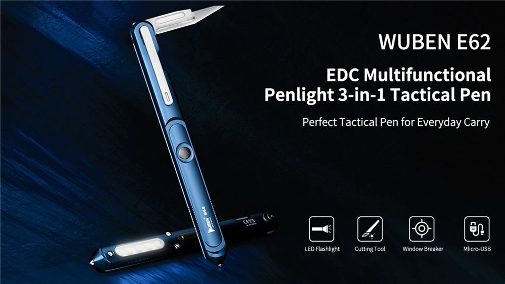 Lampe-stylo multifonctionnelle Wuben E62 130 lumens Lampe de poche EDC légère avec autonomie longue durée