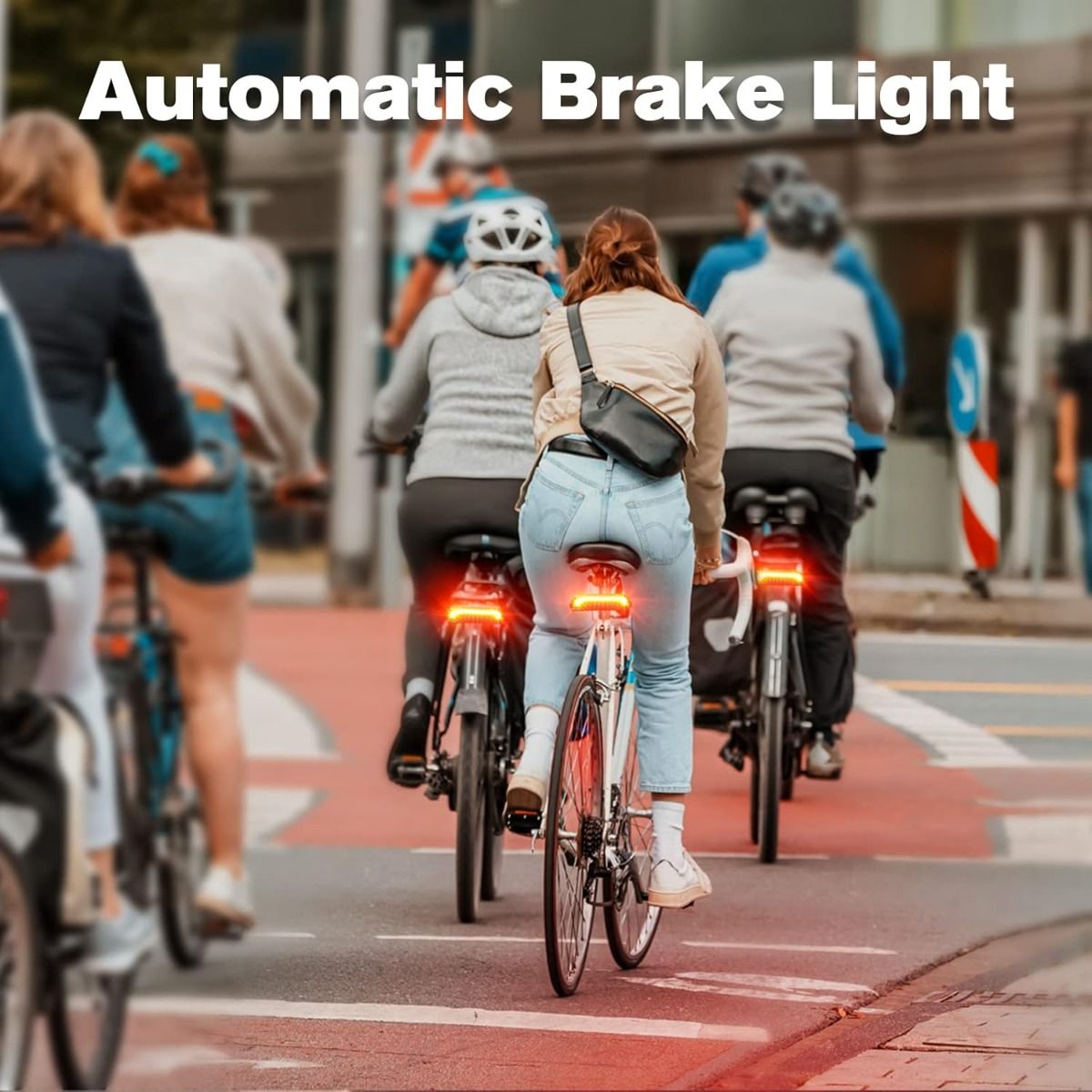 Meilan X5 Feu arrière de vélo intelligent avec clignotants et feu de freinage automatique, télécommande sans fil, feu arrière de vélo rechargeable par USB, lumière d'avertissement de sécurité pour le cyclisme
